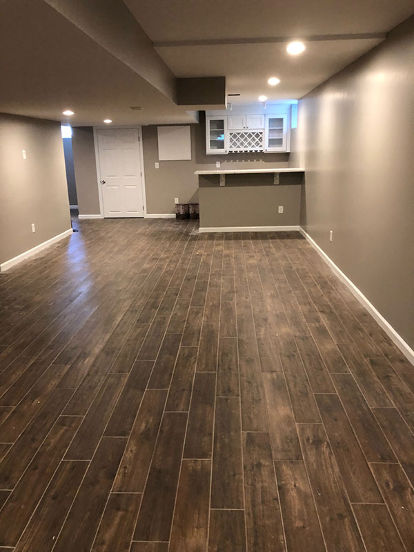 Finished Basement with Bar and Full Bathroom | The Basic Basement Co.